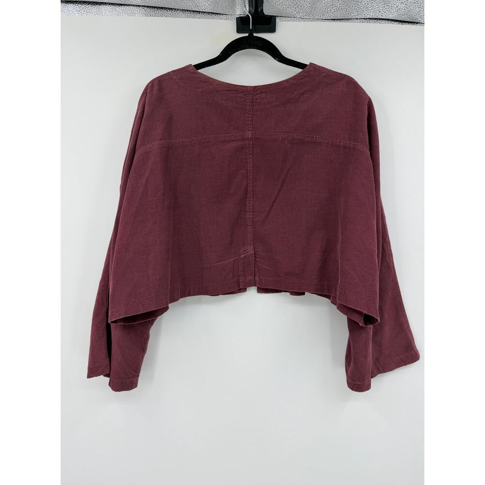 Completo Collection Women’s Corduroy Oversized Cropped Jacket OS Burgundy Artsy - Picture 2 of 11